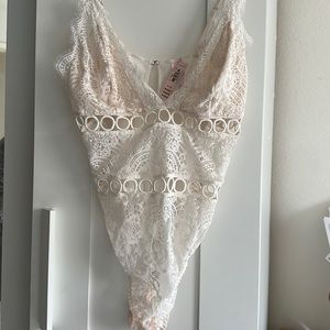 Brand new Victoria secret white lace bodysuit size M